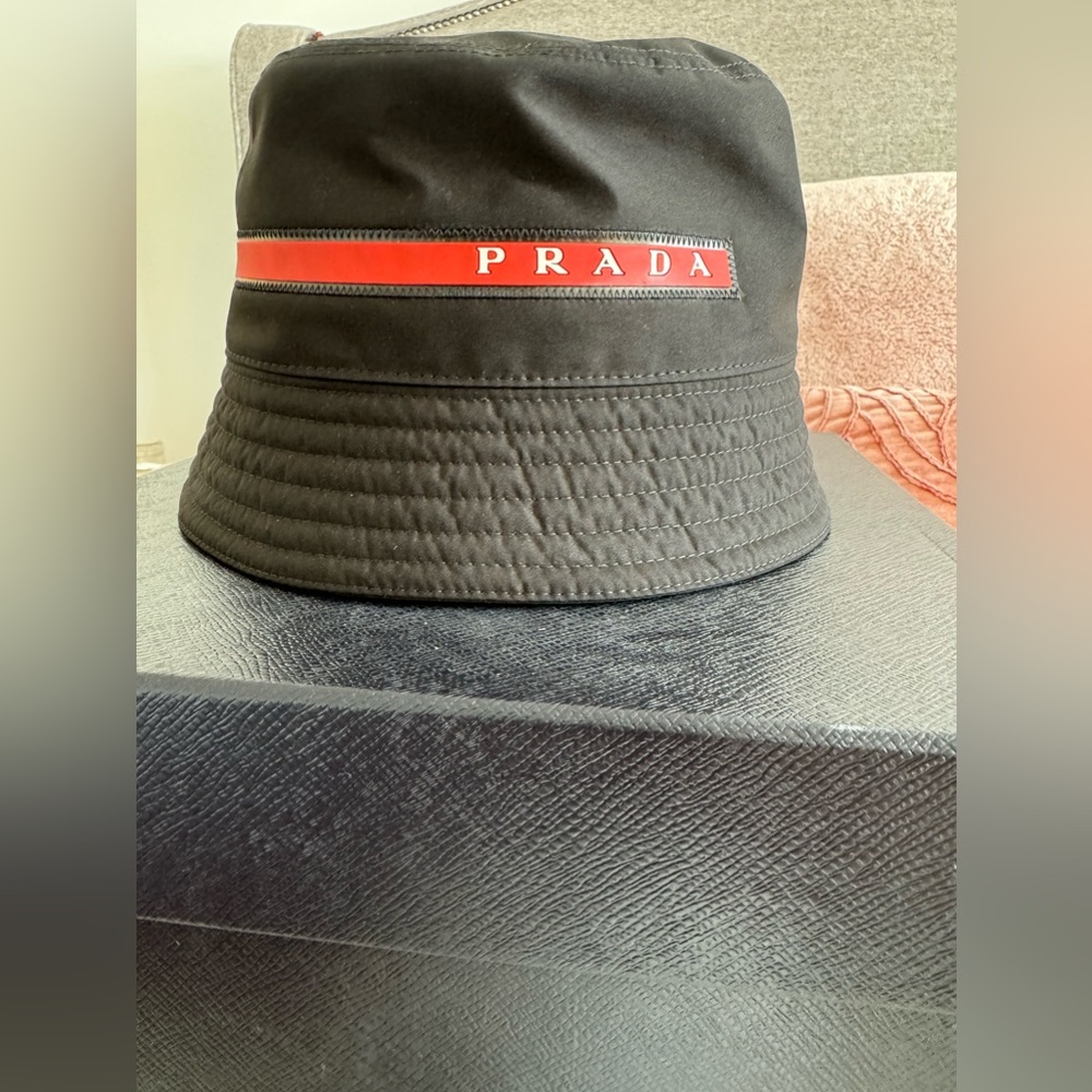 Prada technical nylon linea rossa bucket hat